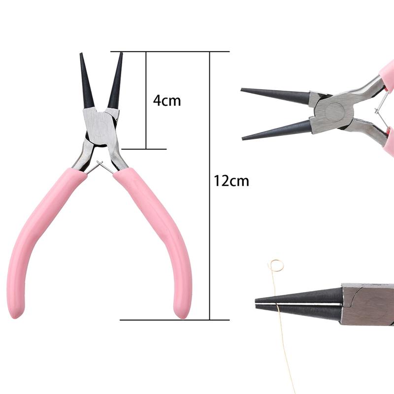Cute Pink Color Handle Anti-slip Splicing and Fixing Jewelry Pliers Tools & Equipment Kit for DIY Jewelery Making Needlework