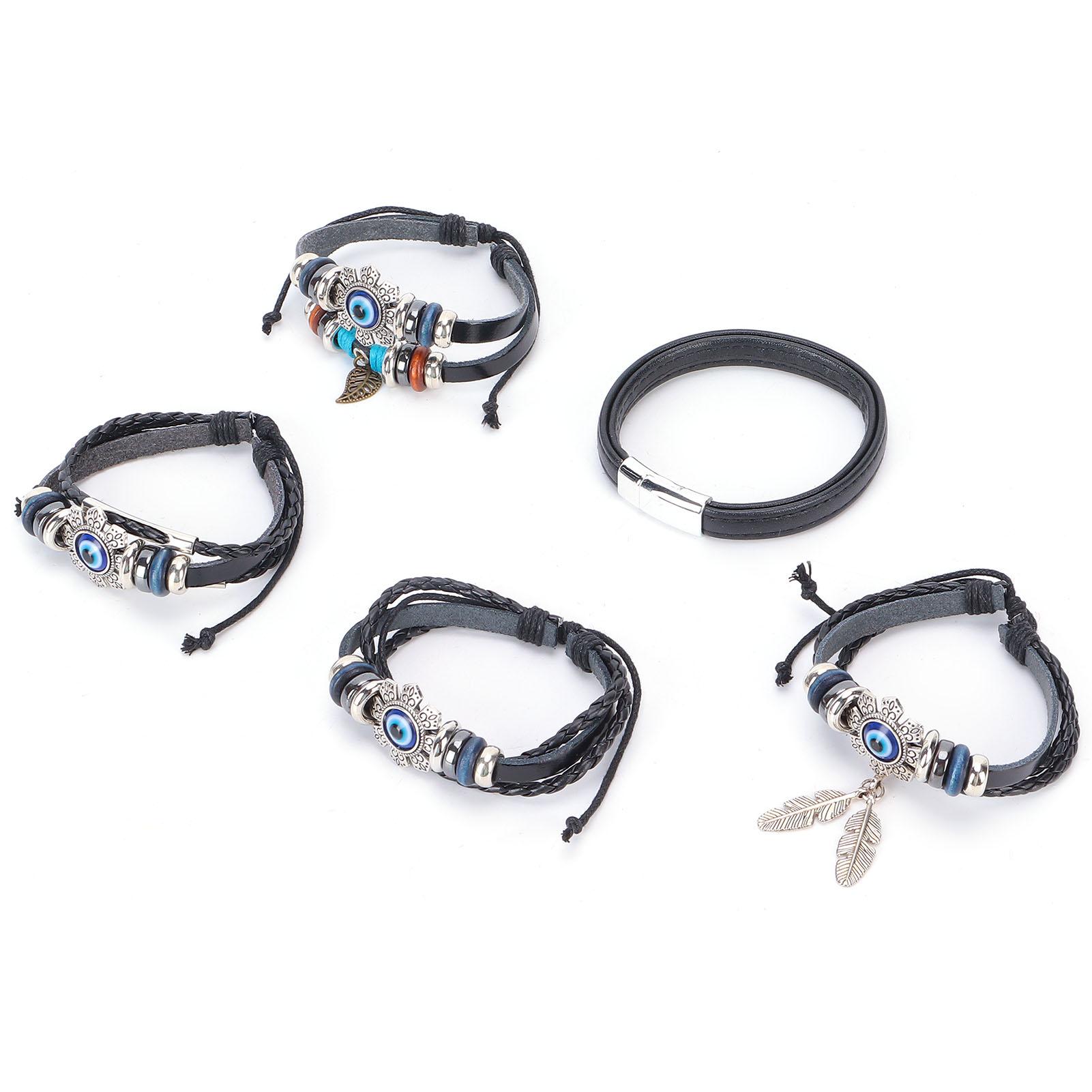 

5 Pcs Evil Eye Bracelet 8 Petals Adjustable Blue Eye Jewelry for Decoration GiftGiving