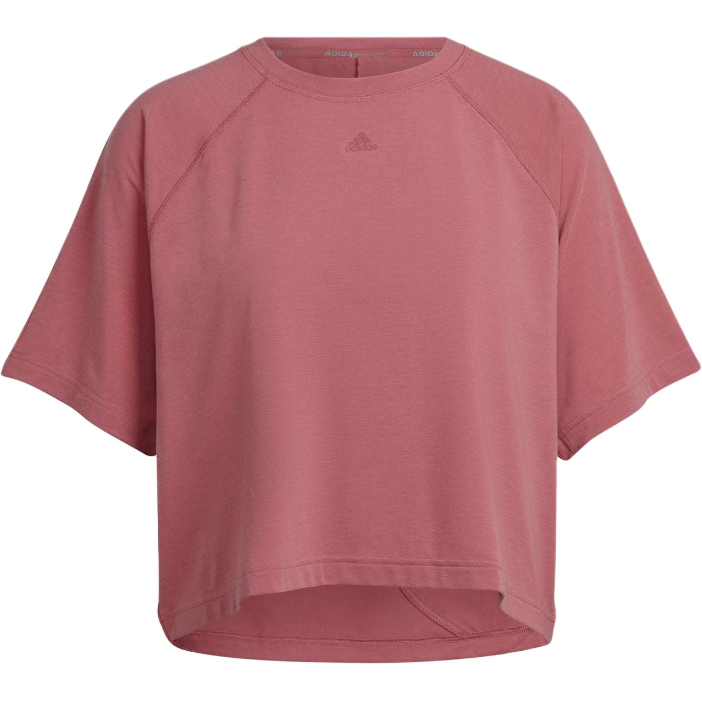 

Adidas Solid Color Hollow-Out Logo Print Short Sleeve T-Shirt Women Tops Wonderful-Red HK2354 S