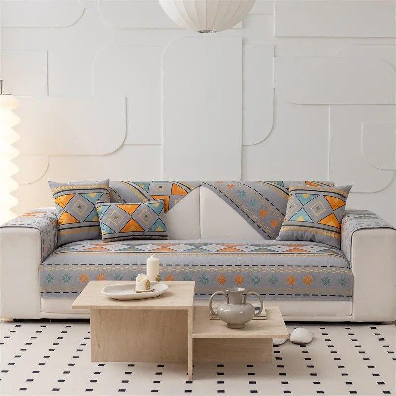 Bohemia Sofa Mat Covers for Living Room Chenille Non-slip Universal Sofa Cushion Slipcovers Pet Kids Couch Protector Home Decor
