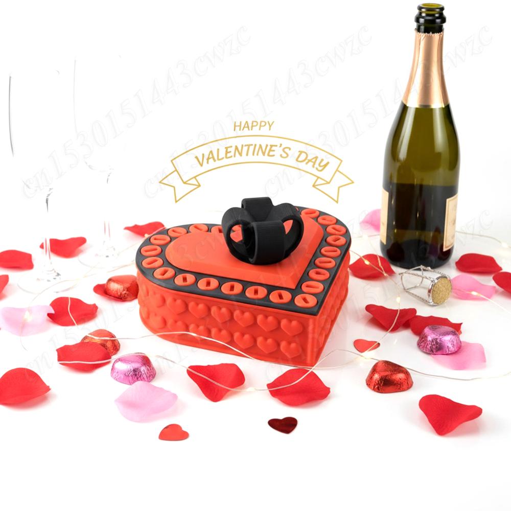 Annoying Nested Screw Gift Box Reusable Multicolor 3D Printed Valentines Heart Shaped Prank Box for Christmas,Birthday Gifts Box