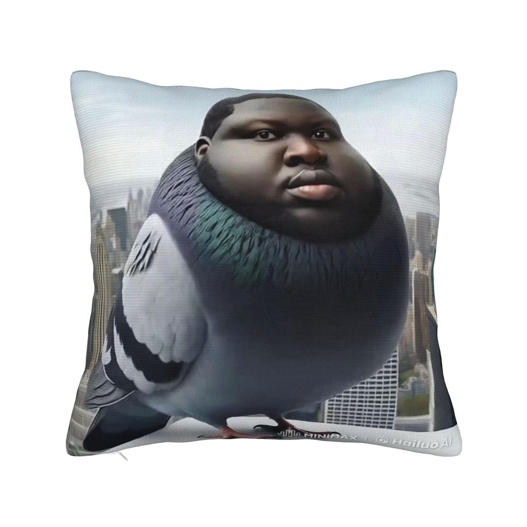 Fun Pigeon Face Art Print Decorative Pillowcase Soft Polyester Zipper Closure Modern Home Decor Gift