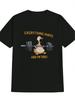 Casual Crew Neck T-shirt with Funny Cartoon Duck Barbell Print