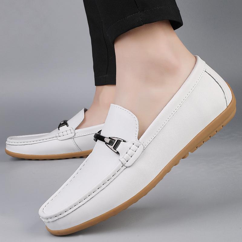 Fashion 2025 New Fashion Men Korean Style Soft Leather Slip-on Business Loafers Shoes Man Casual Lazy Boat Shoes Comfort Driving Shoes