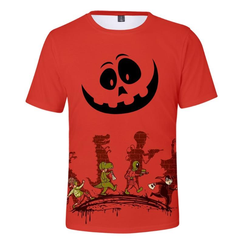 Summer Top Christmas Pumpkin Lantern Theme 3D Printed Fashionable Comfortable Children's Short Sleeved T-shirt