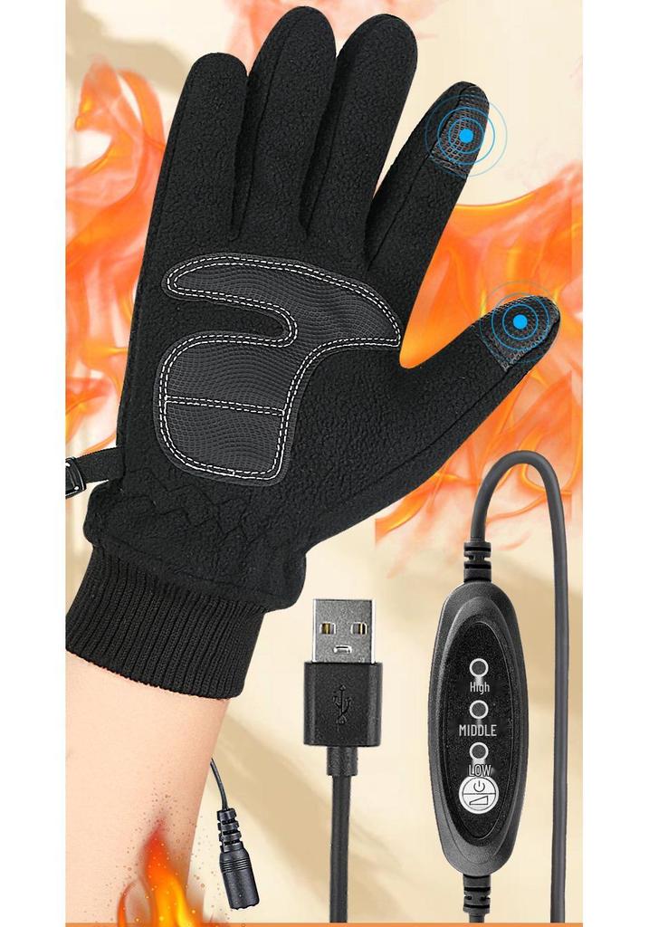 USB Heated Touchscreen Skiing & Cycling Gloves - Thick, Warm, 5V Heating