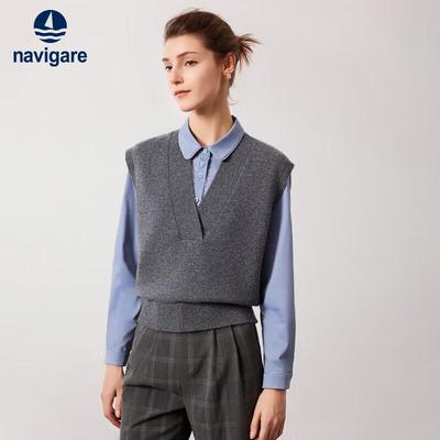 Women's Loose Fit All-Wool V-Neck Sweater Vest