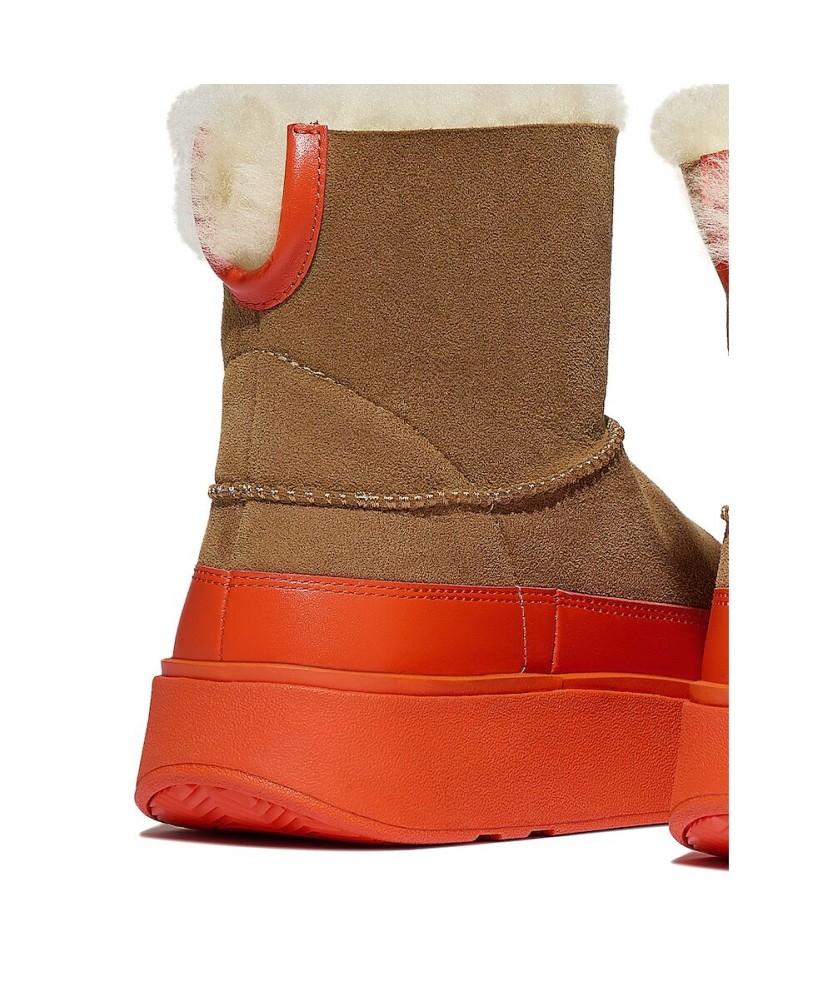 Fitflop [Gen-Ff] Women'S Mini Double-Faced Shearling Boots - Desert Tan/Zesty Orange (Ft59K2B28C)