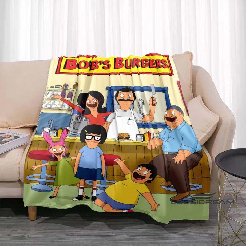 Happy Burger Shop cartoon print blanket. A warm and comfortable flannel blanket suitable for bedrooms, sofas, beds, chairs, picn