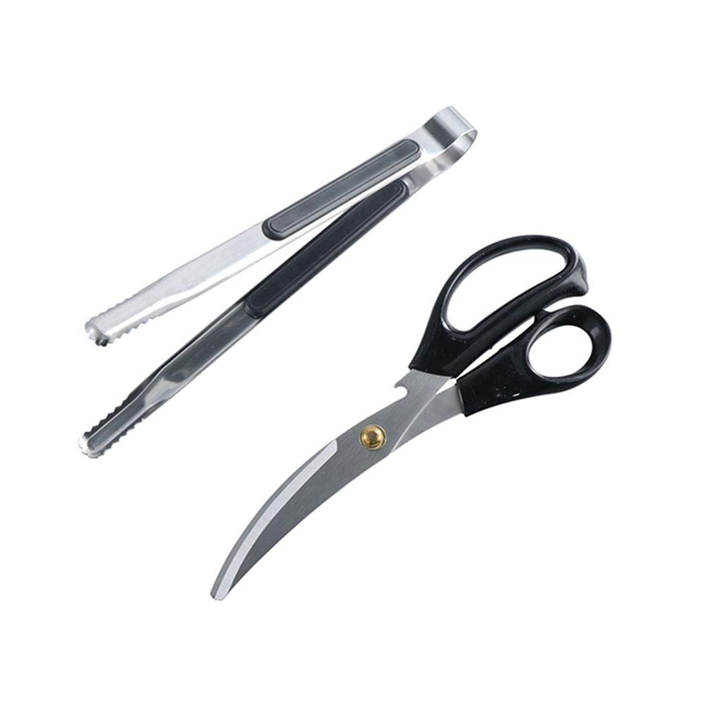 Easy To Use Heavy Duty Stainless Steel Multipurpose Clip BBQ Tongs Kitchen Scissors Food Shears