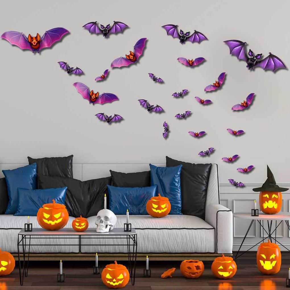 2025 Nové Halloweenské 3D Černé Pavoučí Samolepky na Zeď Halloween DIY Dekorativní Nástěnná Samolepka Halloween Hororový Pavouk Odnímatelné Samolepky