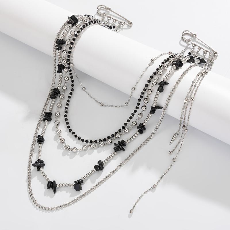 Long  Chain Brooch Able Multi-Layer Chain Brooch Ornament Punk Tassel Pin For Women Men Suit Jacket Accessory