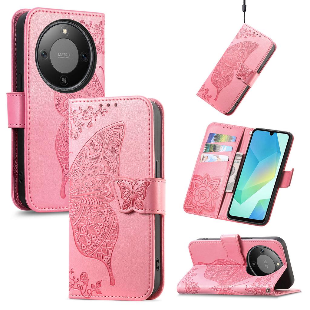 For Honor X70 5G/Honor X9d 5G/Honor Magic8 Lite 5G Case with Strap Butterfly Pattern PU Leather Wallet Phone Cover