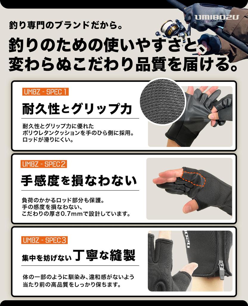 Umibozu Fishing Winter YKK Waterproof Fleece Lining Gloves, Warmth, Zipper, (Size M, Navy)