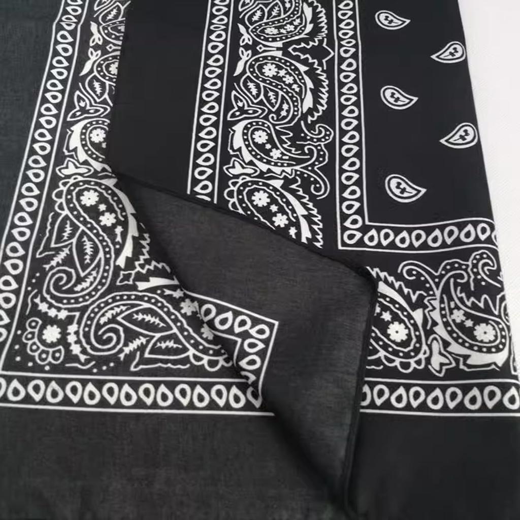 kakatrend Bandana 100% Cotton Men's Paisley Black Adults Stylish Handkerchief Cotton Bandana Unisex Durag 3-Piece Set black 55cm x 55cm