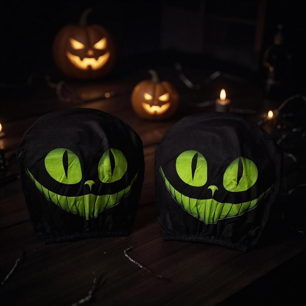 2pcs Car Headrest Cover  Funny Vehicle Front Seat Cover Soft Interior Decor Halloween Printed Car Pillow Cover  for Sedans Auto