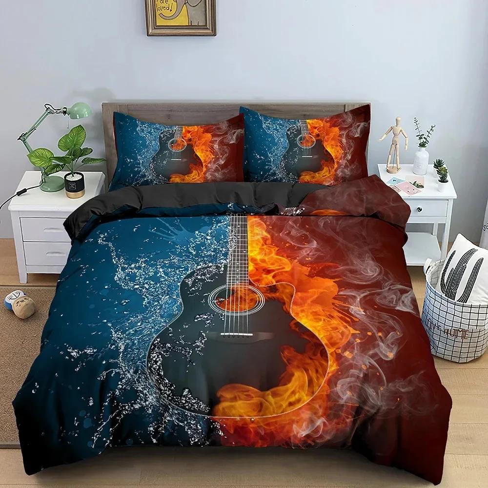 Music Notes Piano Keys Keyboard Music Melody Comfortable Duvet Quilt Cover Pillowcase Bedding Set Children Bedroom  Home Textile