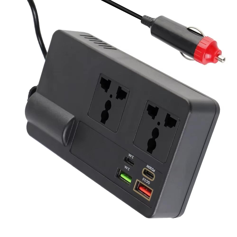 Car Inverter Power Inverter 200W 12V To 220V Adapter C 3.0 USB/PD/Type-C Chargers Voltage Detection Cigarette Lighter Socket