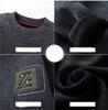Men's Sweatercoat Autumn Winter O-Neck Knit Letter Plush Fleece Lined Warm Wool Pullover Sweater Men Bottoming Pullovers Jumper