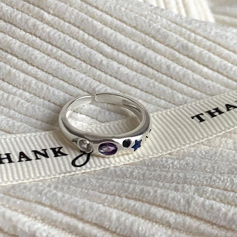 

Кольцо с цветным цирконом в стиле ретро, регулируемое - Модный 2YK, милый и крутой стиль для женщин