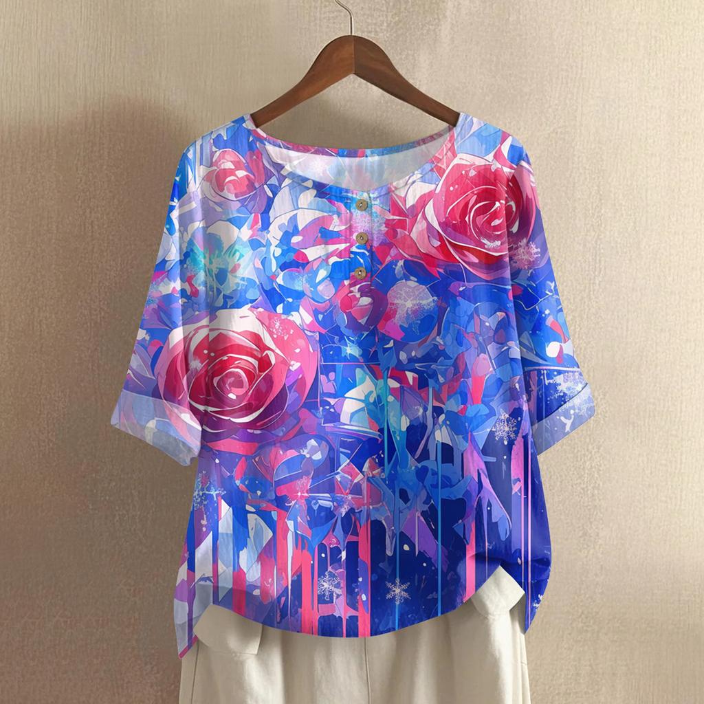 Womens Spring Tops Casual Printed Short Sleeve T Shirts for Women Loose Fit Summer Shirts for Women Dressy Tops for Women