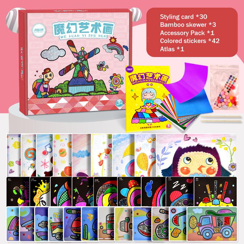 DIY Cartoon Magical Transfer Painting Crafts for Kids Arts and Crafts Toys Children Creative Educational Learning Drawing Toys