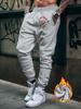 Art-hand Men Sweatpants Pocket Jiu-Jitsu Hand Motif, Leg Martial Art Letter Print, Side Pocket Drawstring Jogger Pants for Urban Street Looks