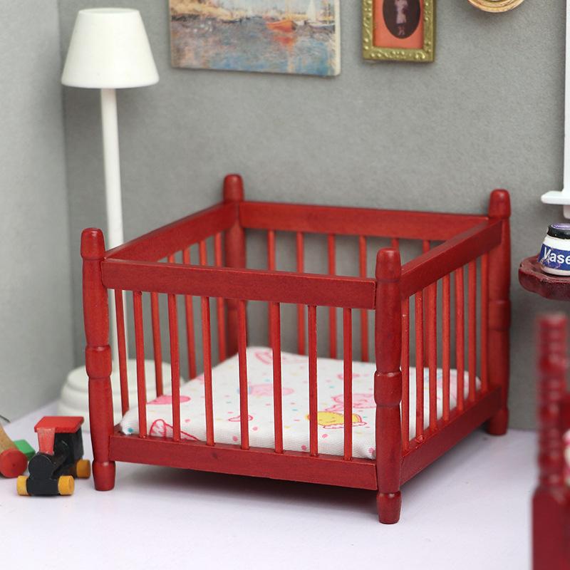 1:12 Dollhouse Miniature Baby Bed Wooden Cradle Baby carriage Baby Walker Doll House Accessories For Dollhouse Decoration New