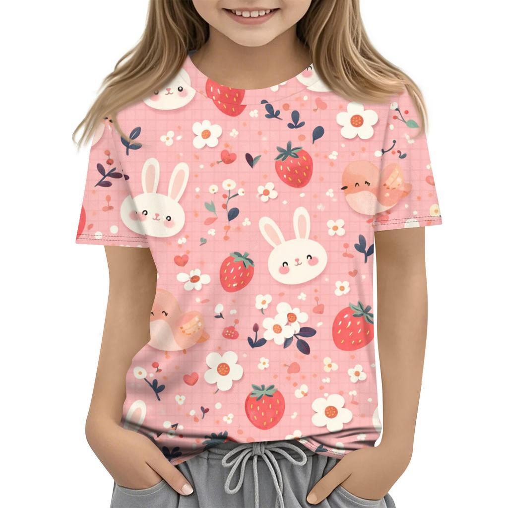 Children's Easter Printed Round Neck Short Sleeved Casual T-shirt