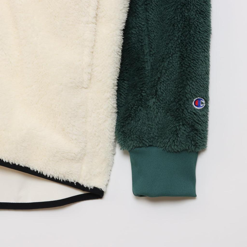 Champion Bonding Boa Long Relax Script Zip Hooded Mid Jacket, Sleeve, Fit, Stretch, Warm, Windproof, Logo, Jacket, Men's, Sports, Green, C3-AS601