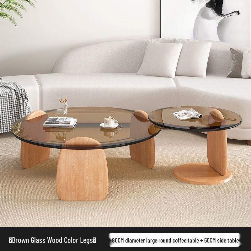 Nordic Minimalist Round Tempered Glass Coffee Table for Living Room - Elegant Light Luxury Italian Style for Small Apartments