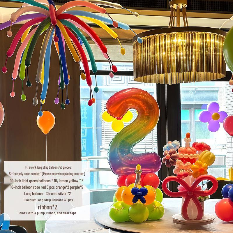 Colorful Dopamine Birthday Balloons and Backdrop for Kids' Party