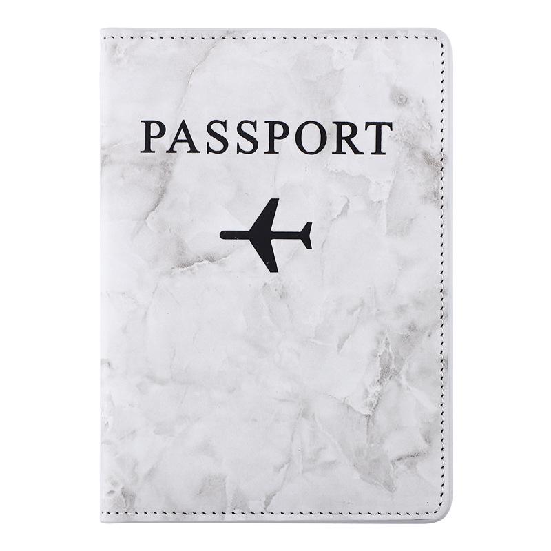 Marble Pattern Passport Holder with Ticket Clip and Custom Logo