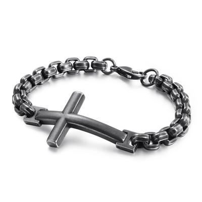 Bracelet Titanium Steel Men 'S Cross Square Pearl Bracelet Trendy Men 'S Accessories 