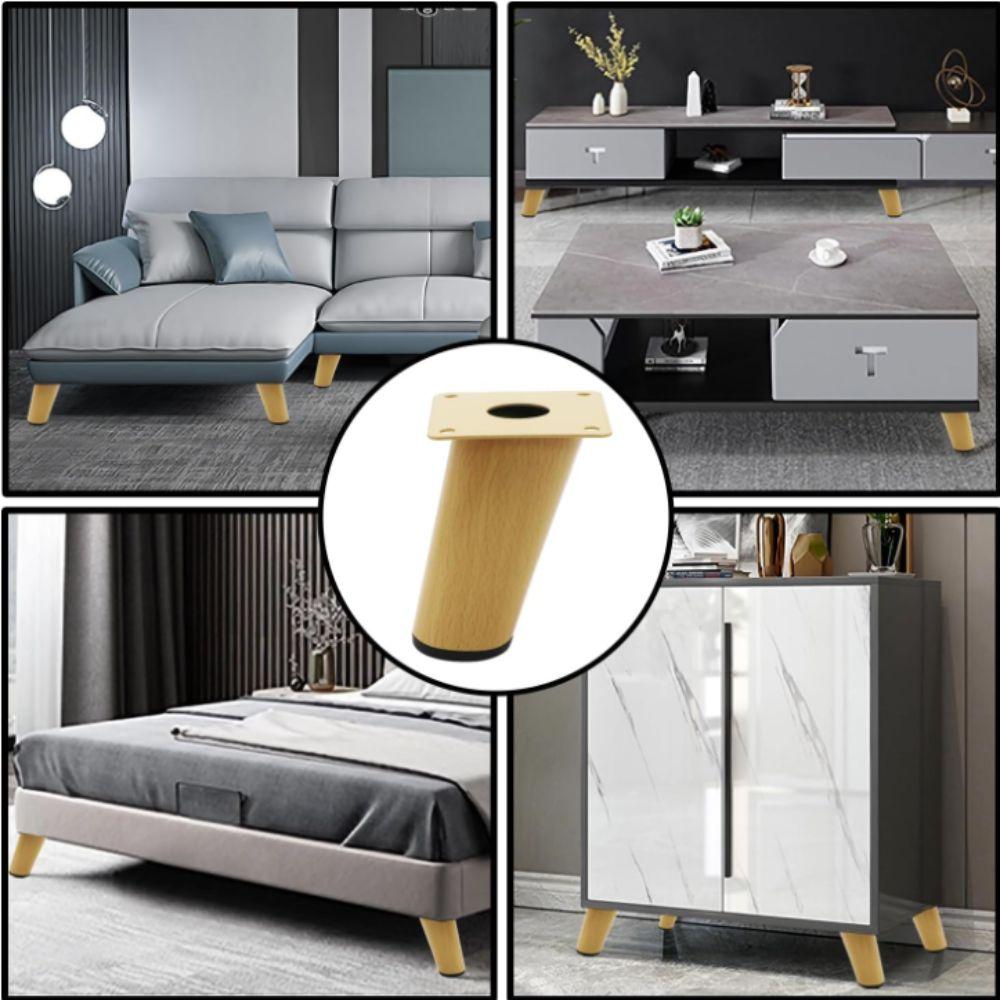 4pcs Wood Grain Furniture Legs Oblique Straight Non-slip Design Furniture Feet Modern Short Sloping Style Cabinet Legs