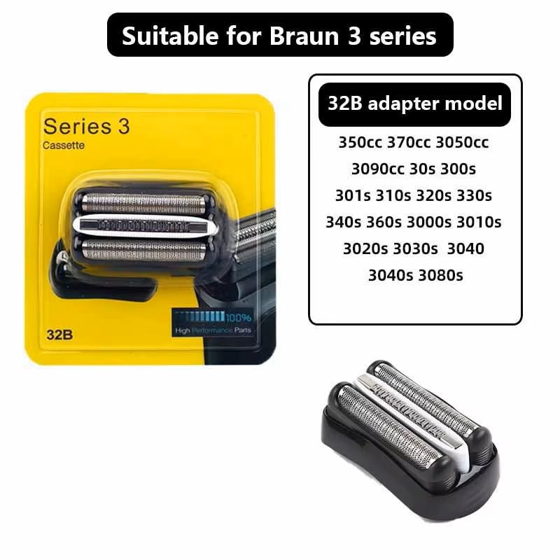 Original Braun Series 3 32B 32S 21B Replacement Shaver Head Cutter Block Foil For 301S 310S 320S 340S 360S 3040S 3050cc Models