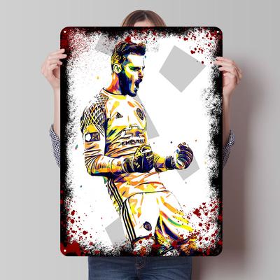 David De Gea Football Player Metal Poster Wall Art Mural Custom Soccer Metal Tin Signs for Home Room Decoration Vintage Interior