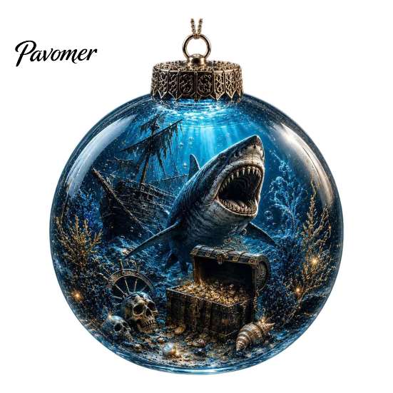 3D Sea Animal LED Lights Ocean Christmas Ball Ornament, Clear Acrylic Life Light-Up Miniature Creatures Decorations Hanging Decoration for Xmas Tree,