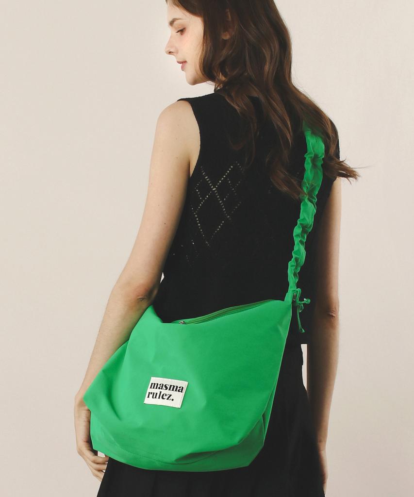 Masmarulez Nylon 2Way Shirring Hobo Bag_Green