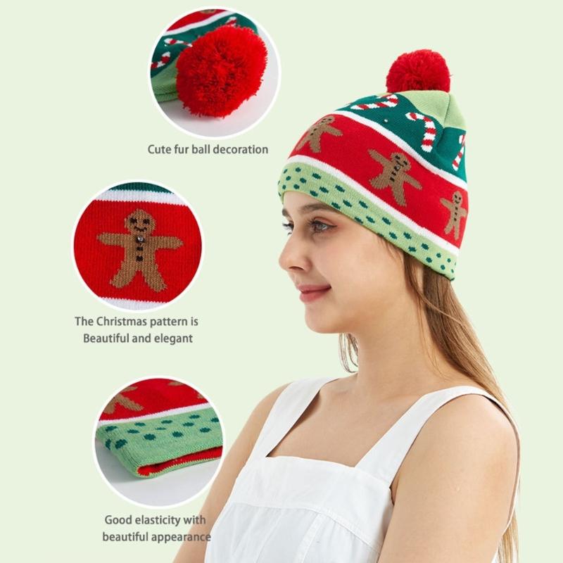 Svítící Santa čepice a šála sada Stylová vánoční pokrývka hlavy Slavnostní vánoční doplňky pro děti a dospělé