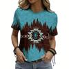 Women's T-shirt 3D Printed Casual Short Sleeved Vintage Ethnic Style Pattern Printing O-Neck Top Fashionable Street Women's Clothing