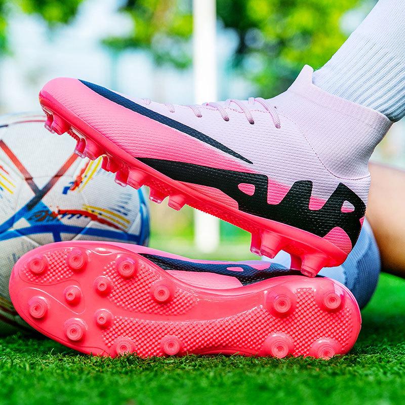 Foreign trade summer new high-top couple football shoes AG long nails TF broken nails student competition training sports football shoes