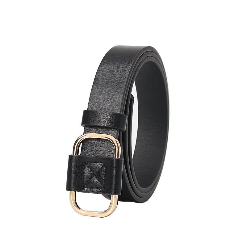 Womens Minimalist Faux Leather Belt For Jeans And Pants With Alloy Buckle