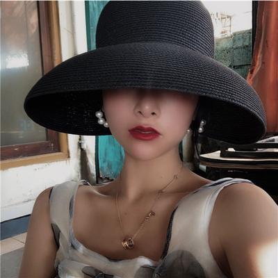 Hepburn Słomkowy kapelusz Zatopione narzędzie do modelowania Kapelusz w kształcie dzwonu z dużym rondem Vintage Bility Tourist Beach Atmosfera