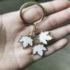 With Pearl Lanyard Maple Leaf Keychain Maple Leaf Leaf Metal Keyring  Handbag