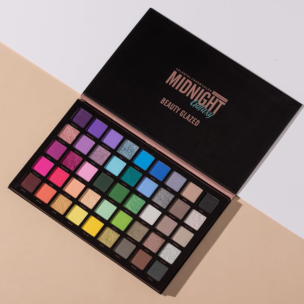 Midnight Galaxy 45-Color Matte & Glitter Eyeshadow Palette, Colorful and Bright Eye Shadow Palette with Smooth-Blend Pressed Shimmer for Daily and Sta
