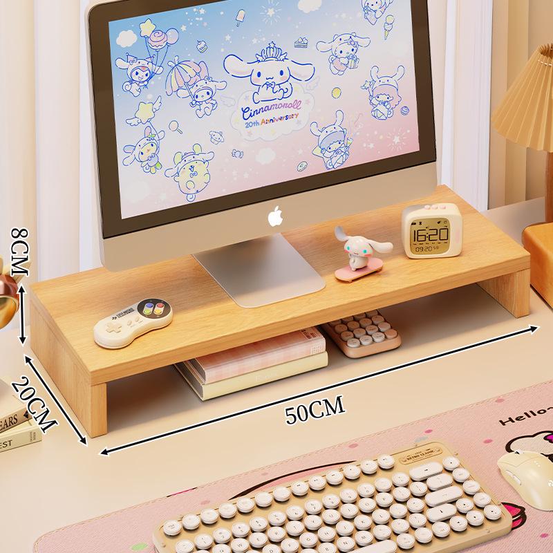 White Computer Monitor Stand with Drawer - Desk Riser for Girls
