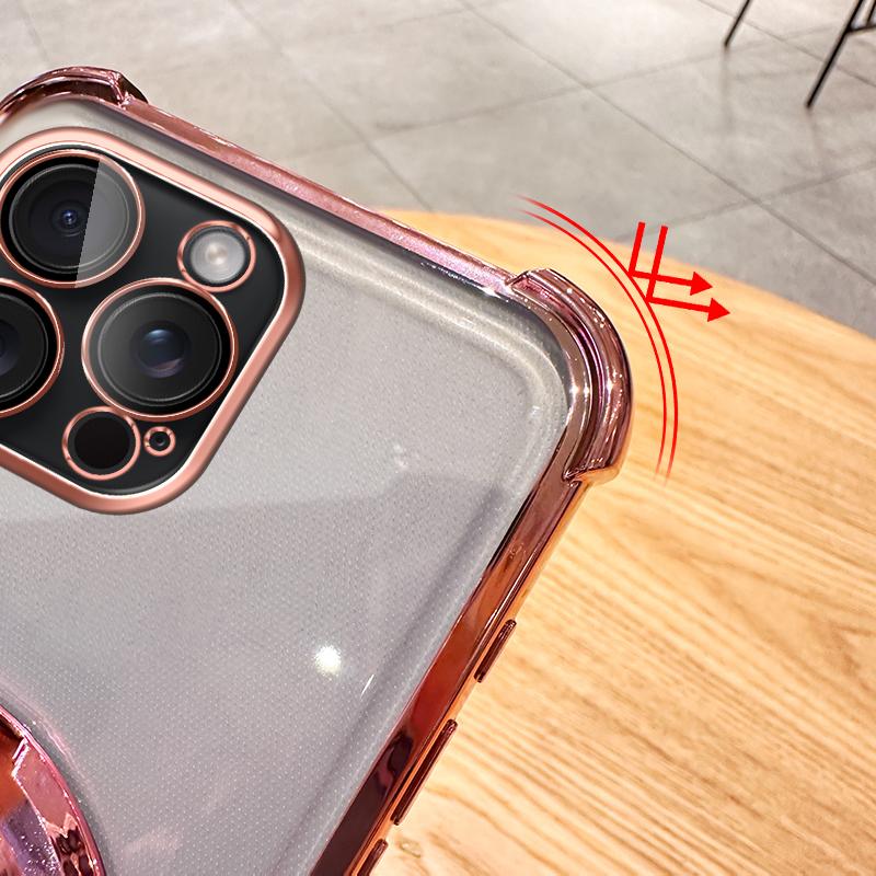 Clear Shockproof Transparent Plating Magsafe Magnetic Stand Holder Case For Iphone 15 14 13 12 11 Pro XS Max XR X 8 7 Plus Cover