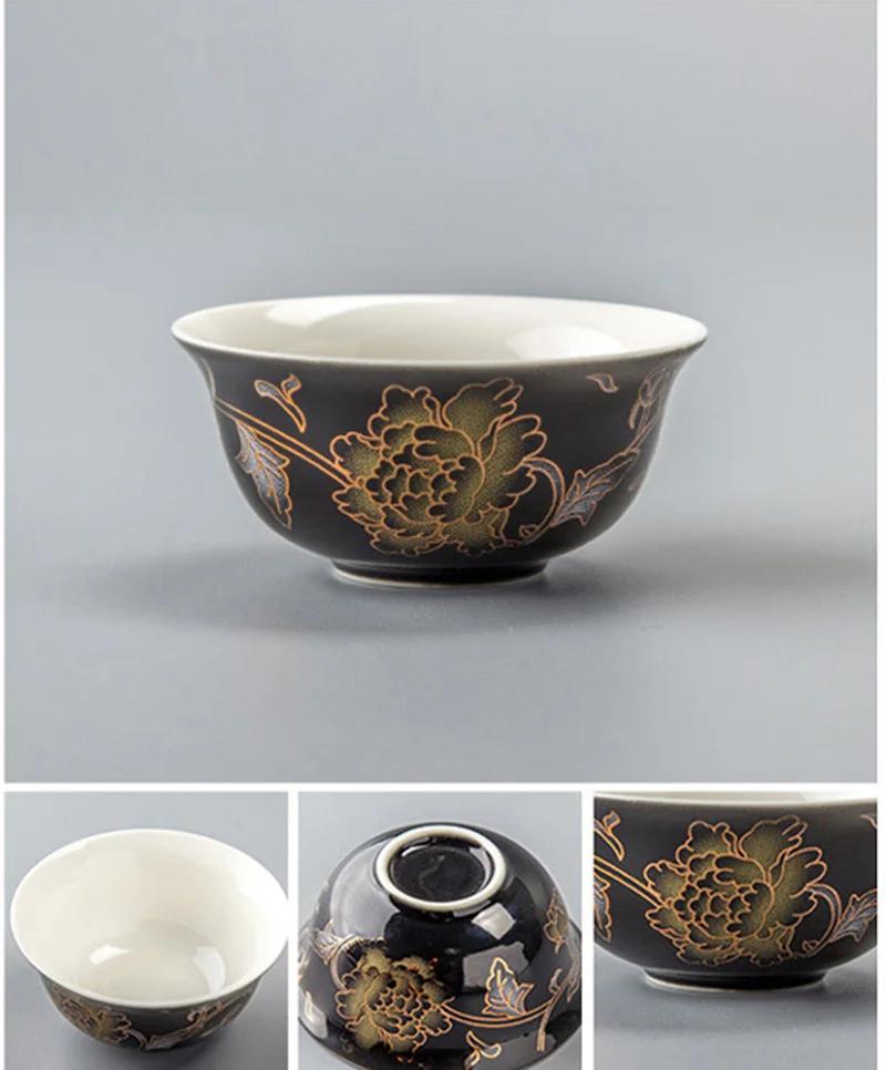 Китайская традиционная чашка для чая «Золотой дракон» 1 шт., керамическая чашка для чая, набор чашек для пуэра, керамическая печь, фарфор высшего качества