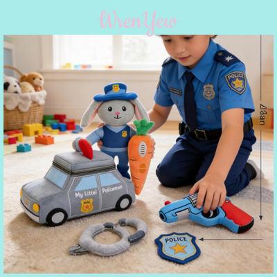 Police Bunny Plush Toy Set With Soft Crystal Fiber For Kids And Family Play